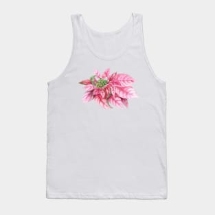 Christmas Poinsettia. Watercolor painting Tank Top